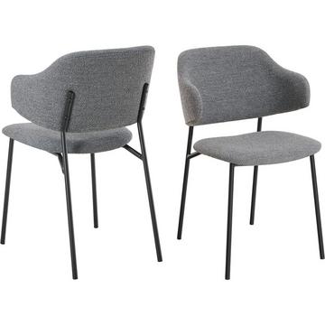 Fauteuil Zalvora tissu bouclé gris foncé (lot de 2)