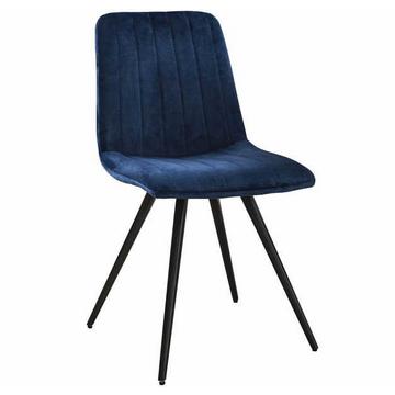 Chaise de salle à manger Straight Stitch Velours bleu