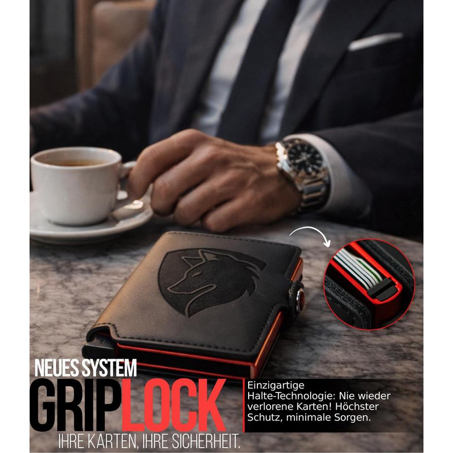 Only-bags.store Porte-Cartes en Cuir RFID avec Système GripLock  
