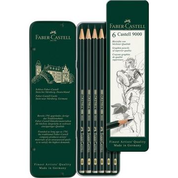 FABER-CASTELL Bleistift CASTELL 9000 119063 Metalletui 6 Stück