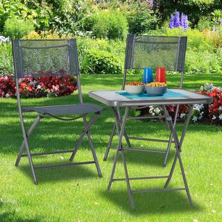 Northix Table de jardin pliante avec plateau en verre  