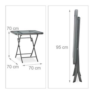 Northix Table de jardin pliante avec plateau en verre  