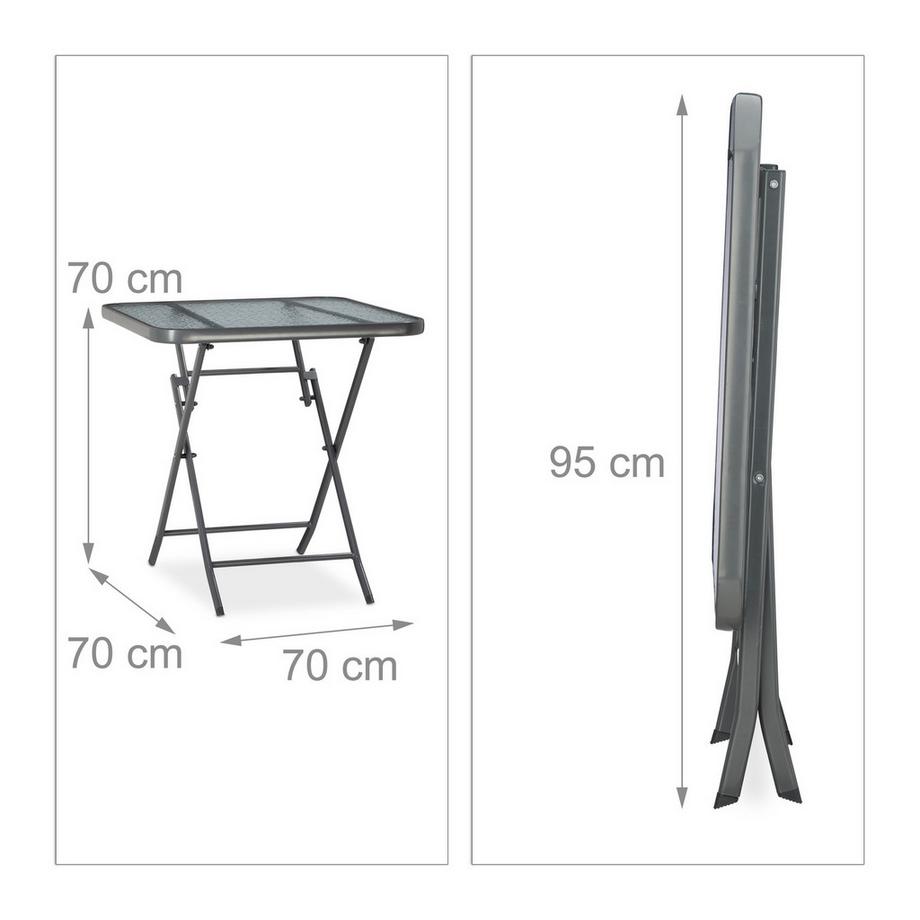 Northix Klappbarer Gartentisch mit Glasplatte  