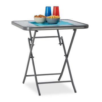 Table de jardin pliante avec plateau en verre
