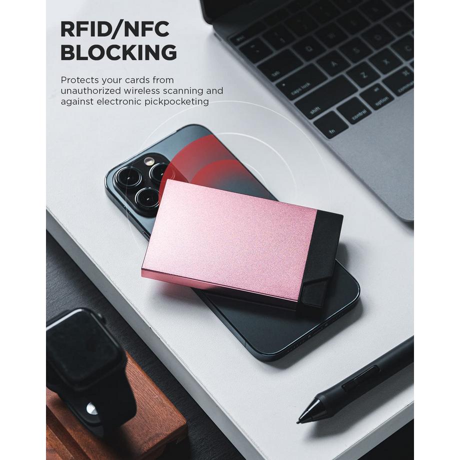 Only-bags.store Portacarte Metallo Protezione RFID NFC Slim Automatico Pop Up  