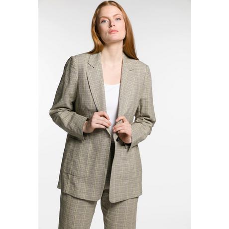 Ulla Popken  Blazer à carreaux, col à revers, demi-doublure 