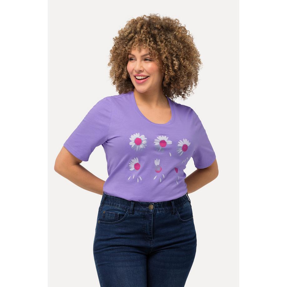 Ulla Popken Classic Blüten Print Halbarm T-Shirt  