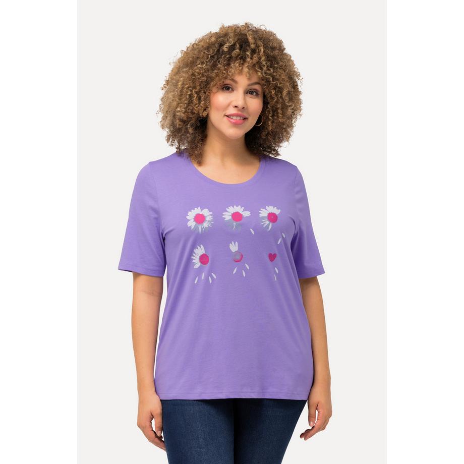 Ulla Popken Classic Blüten Print Halbarm T-Shirt  