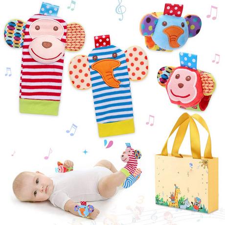 Activity-board  Baby Rassel Spielzeug Handgelenk und Socken, Rassel Baby Stofftiere Entwicklung Spielzeug 