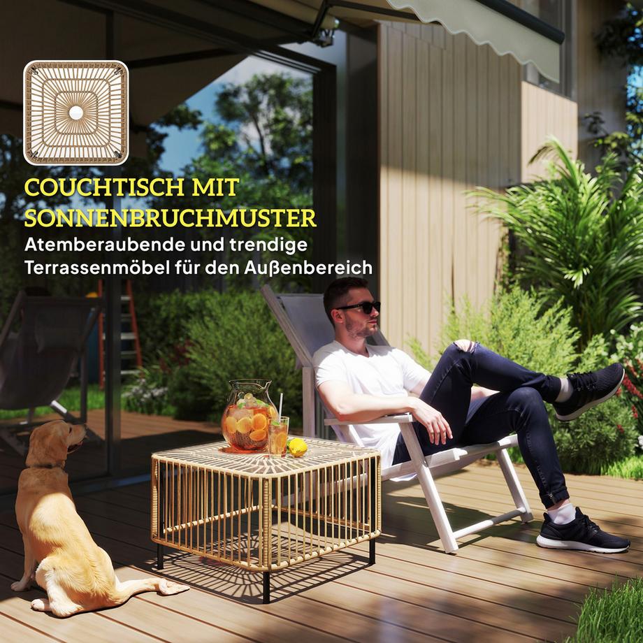 Outsunny Rattan-Gartentisch  