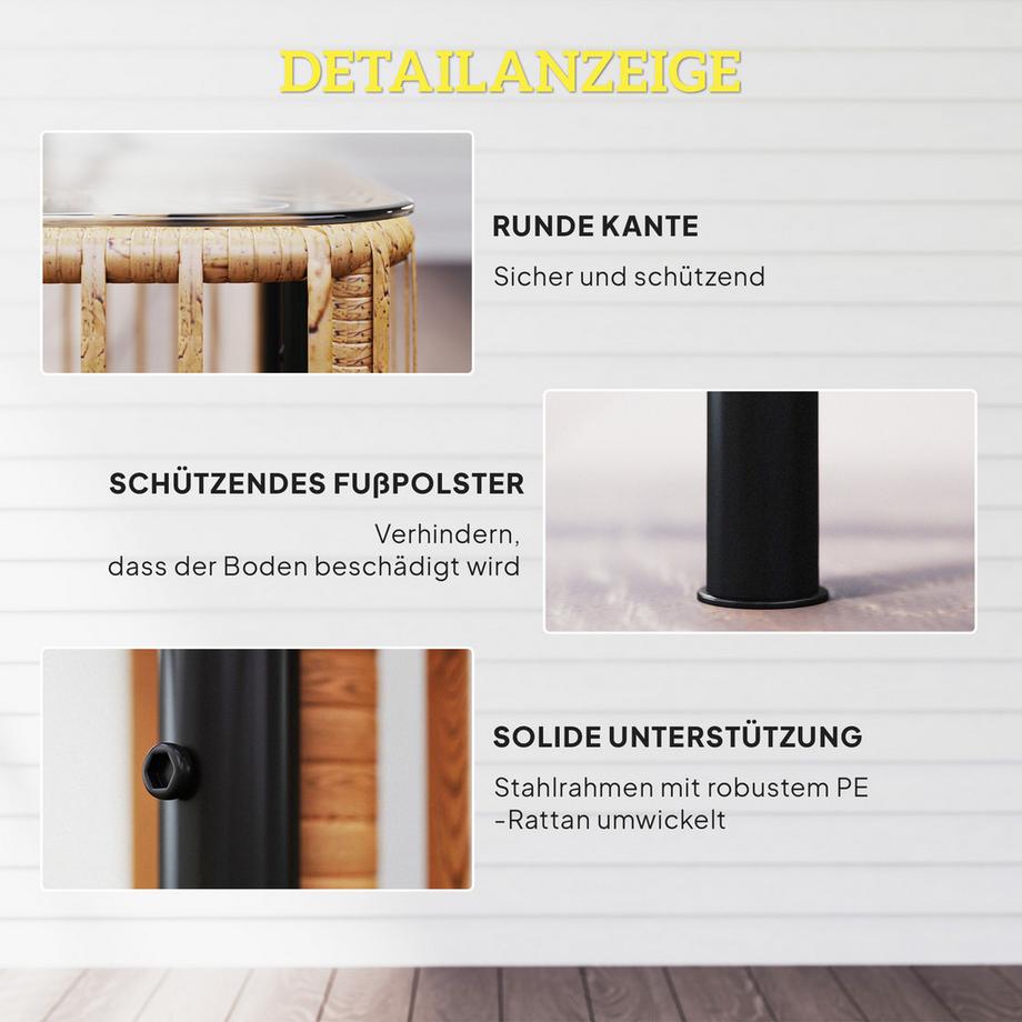 Outsunny Rattan-Gartentisch  