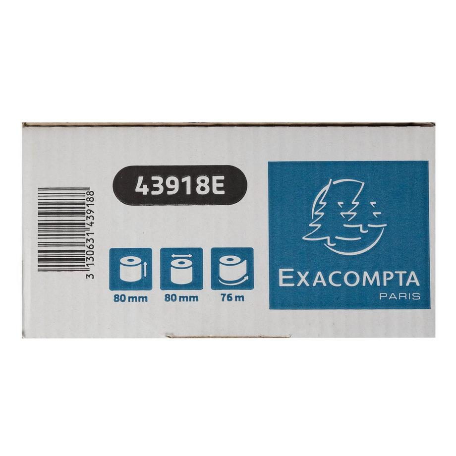 Exacompta Rotolo per registratore di cassa 80x80mm - 76mt - rotolo termico da 52g - Safe Contact. - x 30  