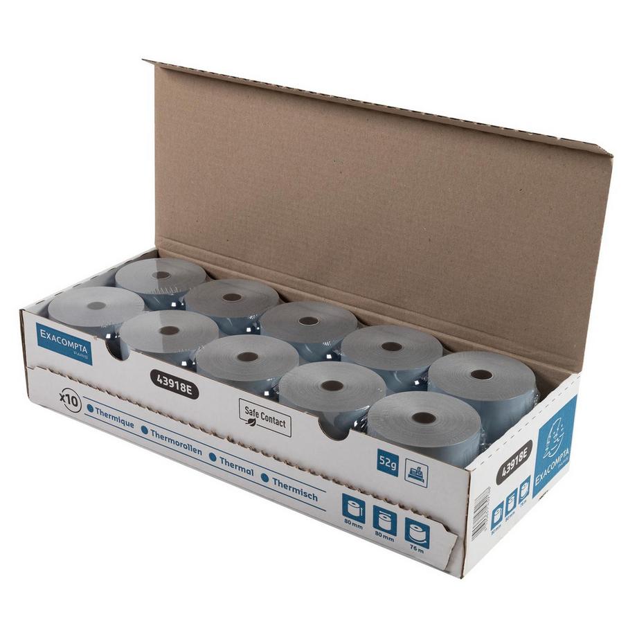 Exacompta Rotolo per registratore di cassa 80x80mm - 76mt - rotolo termico da 52g - Safe Contact. - x 30  