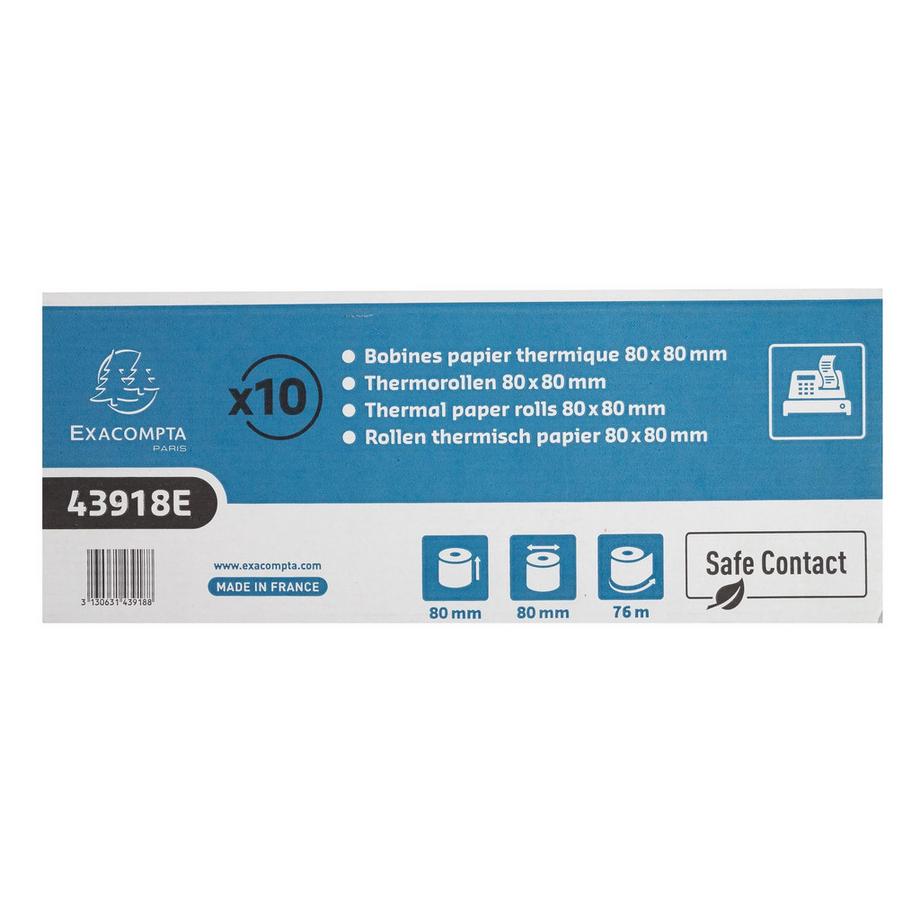 Rotolo per registratore di cassa 80x80mm - 76mt - rotolo termico da 52g - Safe Contact. - x 30
