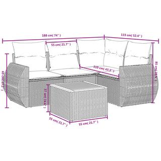 VidaXL Ensemble de canapés de jardin rotin synthétique  