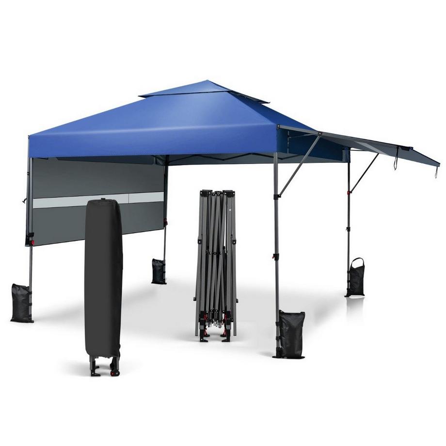 Northix Tenda parasole con baldacchino pop-up 300 x 537 x 270-290 cm blu  