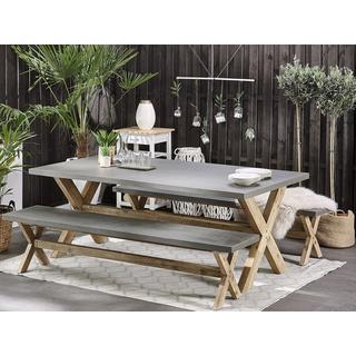 Beliani Gartentisch mit Bänken aus Faserzement Industriell OLBIA  