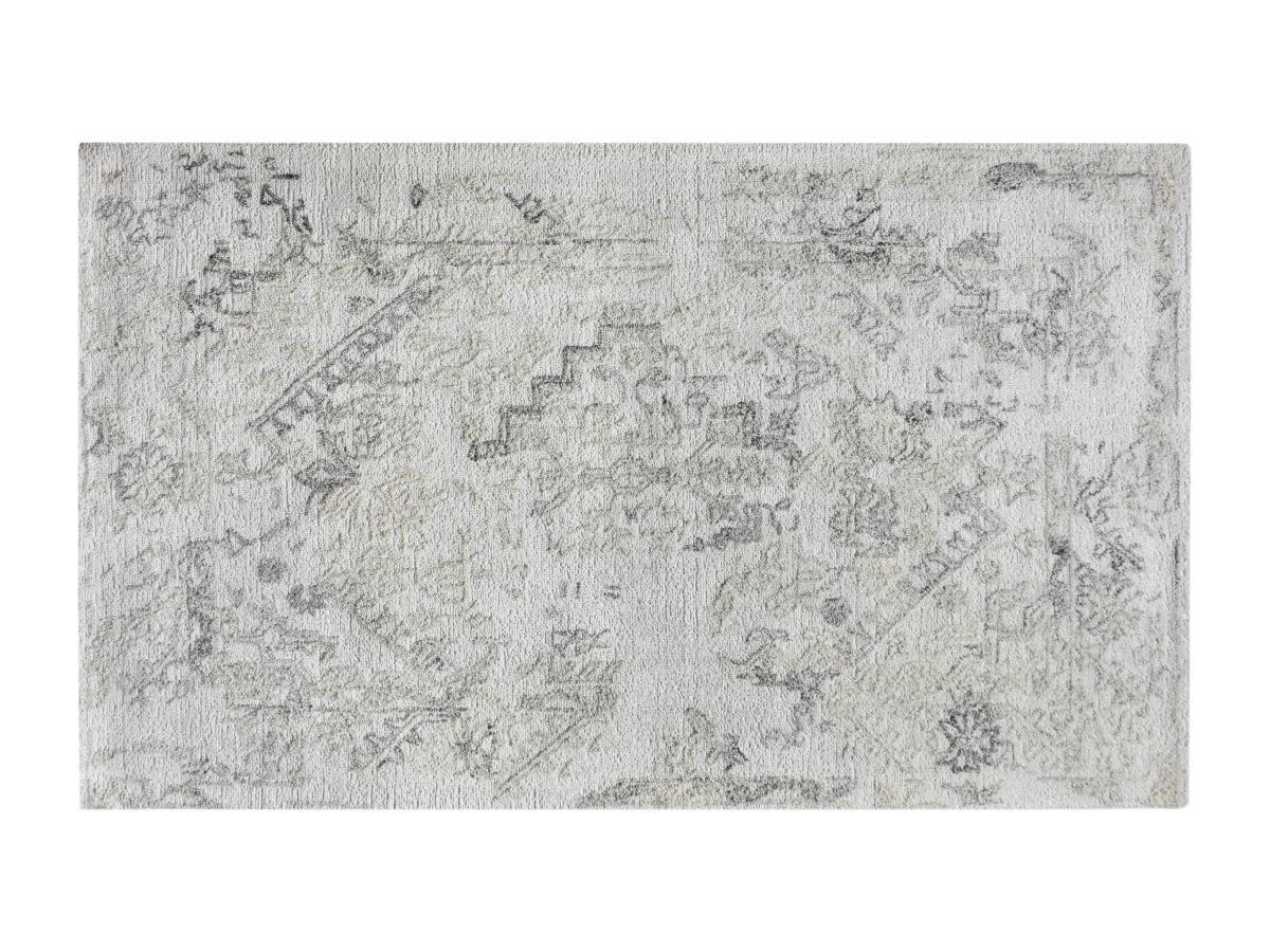 Vente-unique  Tapis vintage en laine et viscose fait à la main - 200 x 290 cm -  1200g/m2 - Gris  - IVYRA 