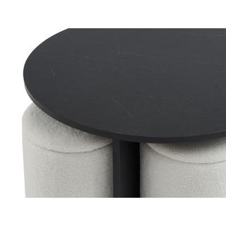 Vente-unique Couchtisch aus MDF + 4 Hocker aus Bouclé-Stoff - Schwarz & Weiß - AKSAY  