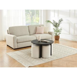 Vente-unique Couchtisch aus MDF + 4 Hocker aus Bouclé-Stoff - Schwarz & Weiß - AKSAY  