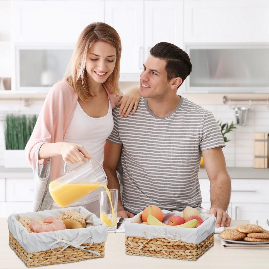 Northio set di 3 cestini per il pane con inserto in cotone  