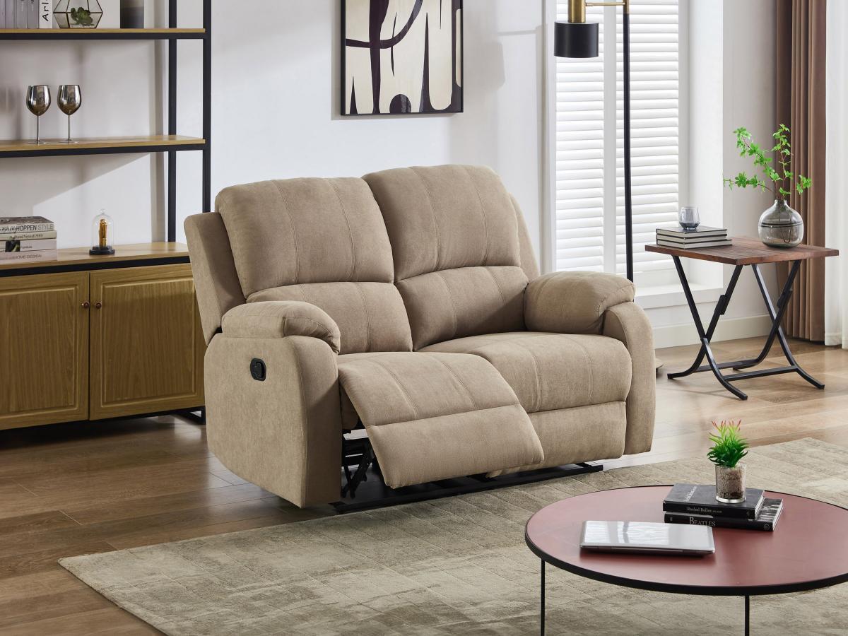 Vente-unique Relaxsofa 2-Sitzer - Mikrofaser - Taupe - BRODY  