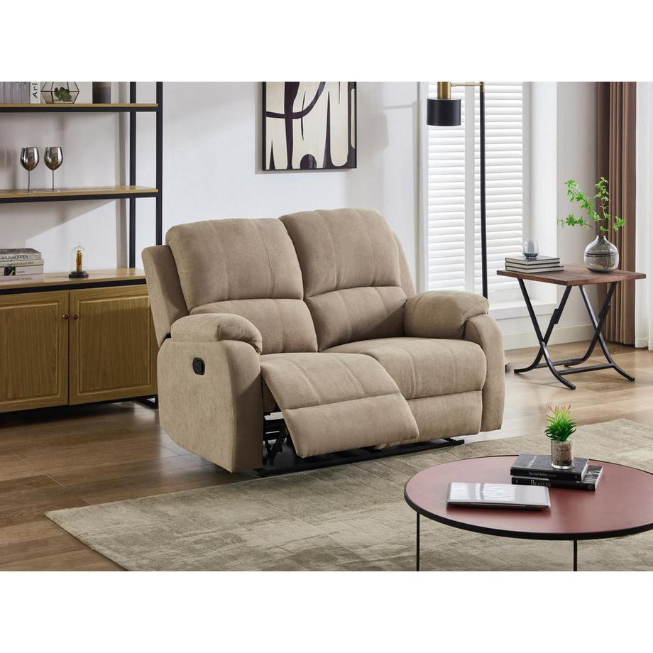 Vente-unique Canapé 2 places relax en microfibre taupe BRODY  