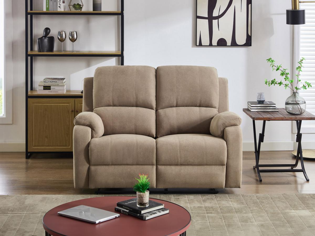 Vente-unique Relaxsofa 2-Sitzer - Mikrofaser - Taupe - BRODY  