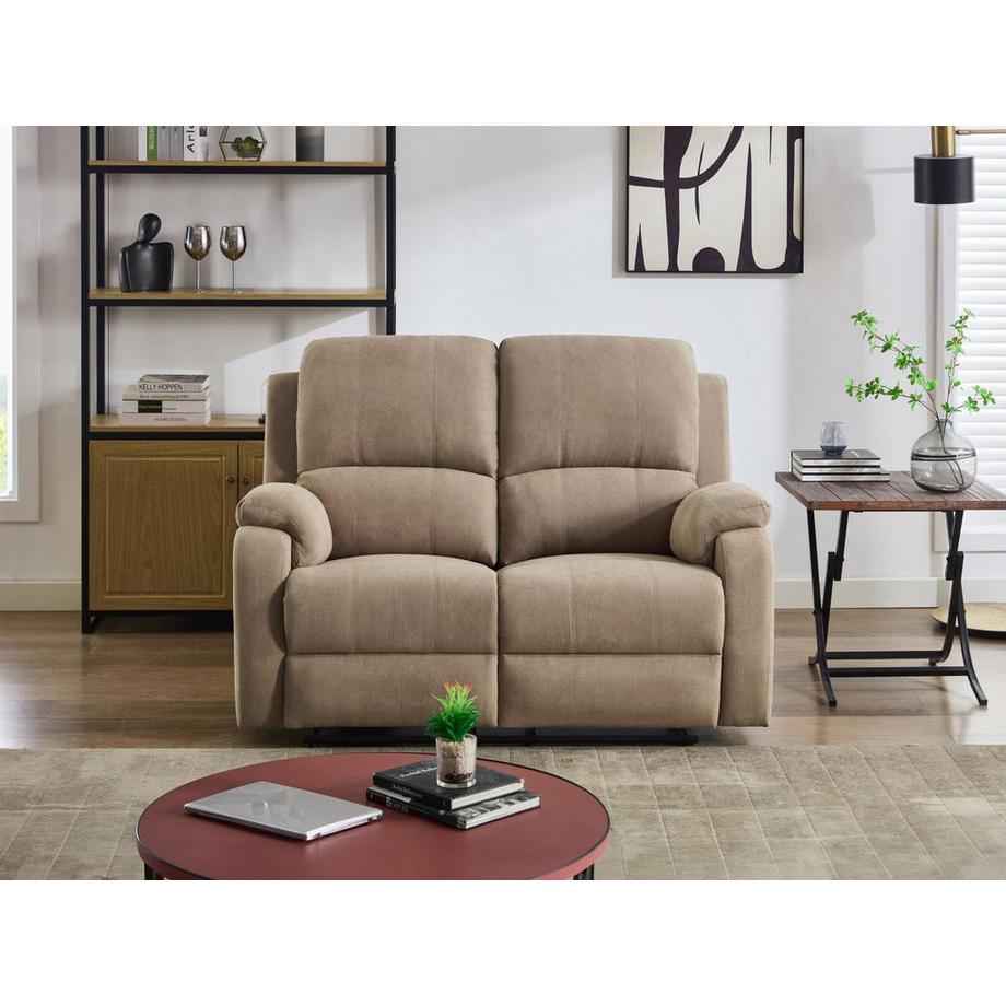 Vente-unique Canapé 2 places relax en microfibre taupe BRODY  