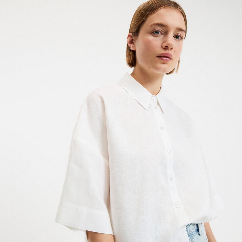 La Redoute Collections Leinenhemd mit weiten Ärmeln und Ellenbogen Signature  