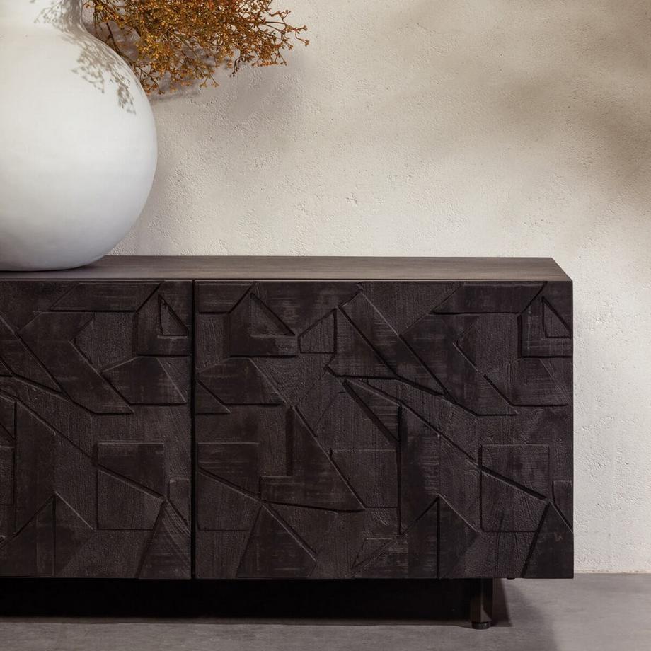 mutoni TV-Lowboard Counter bois de manguier noir 160  