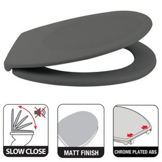 spirella Toilettensitz Duroplast NEELA Mattgrau - Scharniere aus verchromtem ABS  
