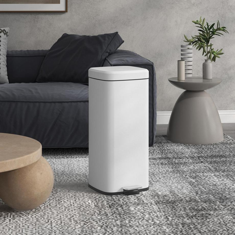 Northio Pattumiera a pedale Pattumiera per cosmetici da 30 litri con coperchio e pedale, pattumiera in metallo con contenitore interno per soggiorno e ufficio, 28 x 35 x 63,5 cm  