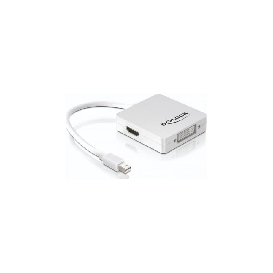 DeLock  Adaptateur DeLOCK Mini DisplayPort vers DVI-I Single Link/HDMI/DisplayPort, 20 broches 