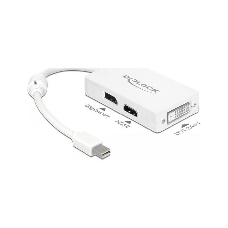 DeLock  Adaptateur DeLOCK Mini DisplayPort vers DVI-I Single Link/HDMI/DisplayPort, 20 broches 