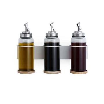 Porte-bouteilles magnétique pour huile et vinaigre chêne