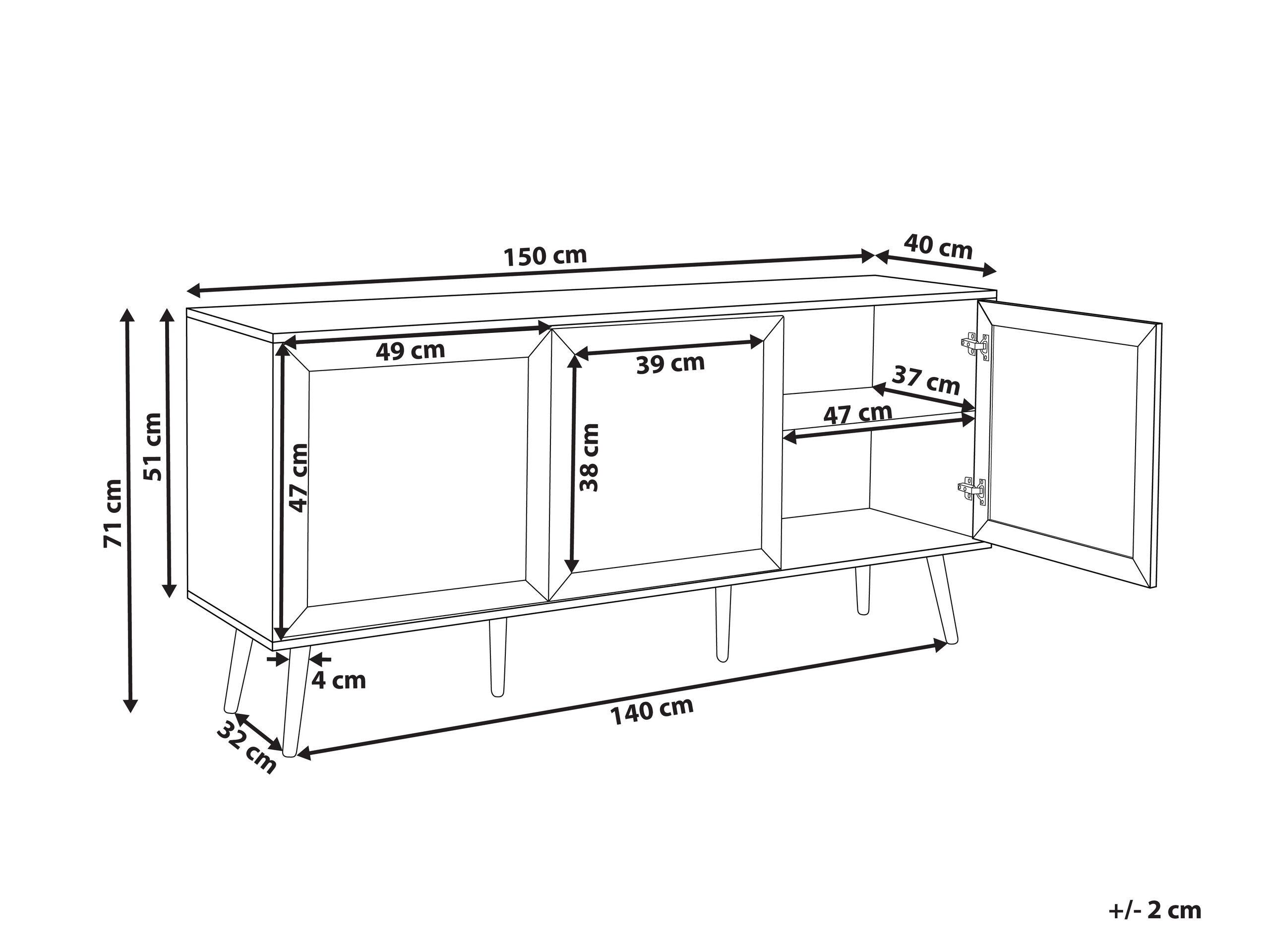 Beliani Commode 3 portes en MDF Rustique OPOCO  