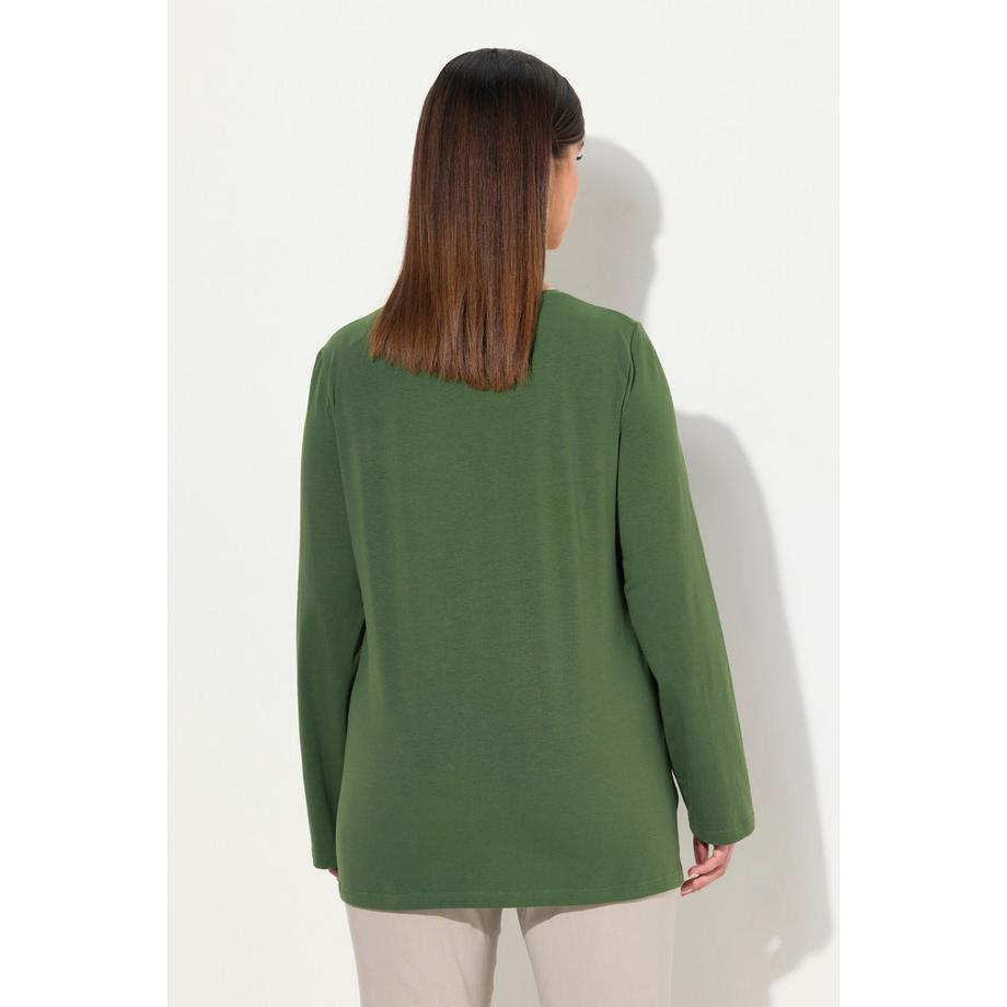 Ulla Popken Classic Graphic Print Langarm Rundhals Shirt  