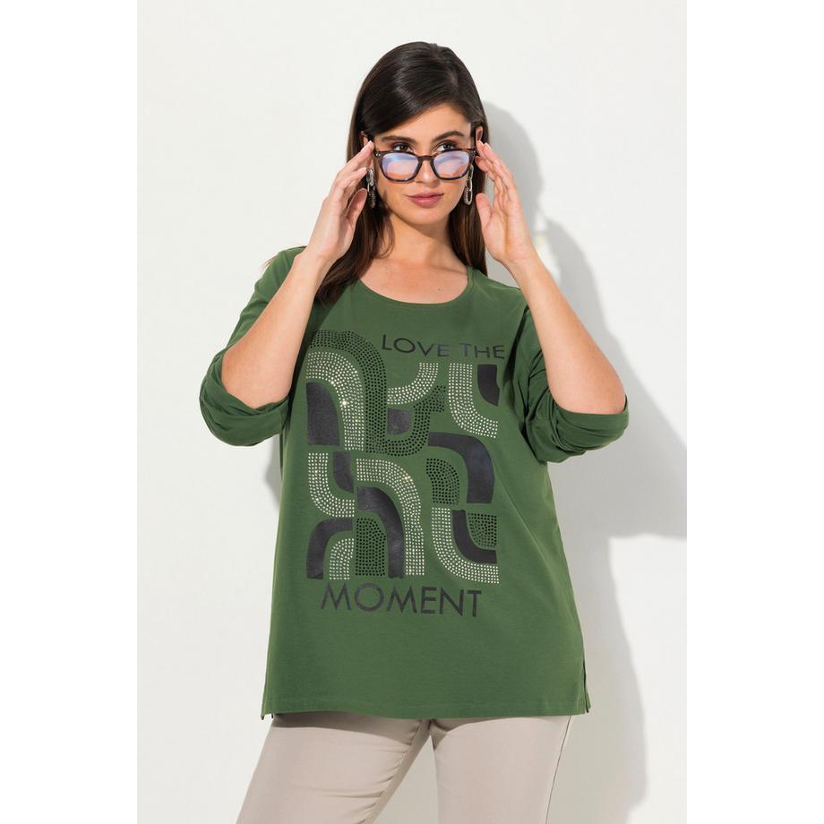 Ulla Popken Classic Graphic Print Langarm Rundhals Shirt  