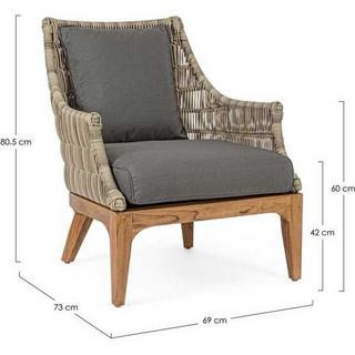 mutoni Fauteuil de jardin Keilani avec coussins  