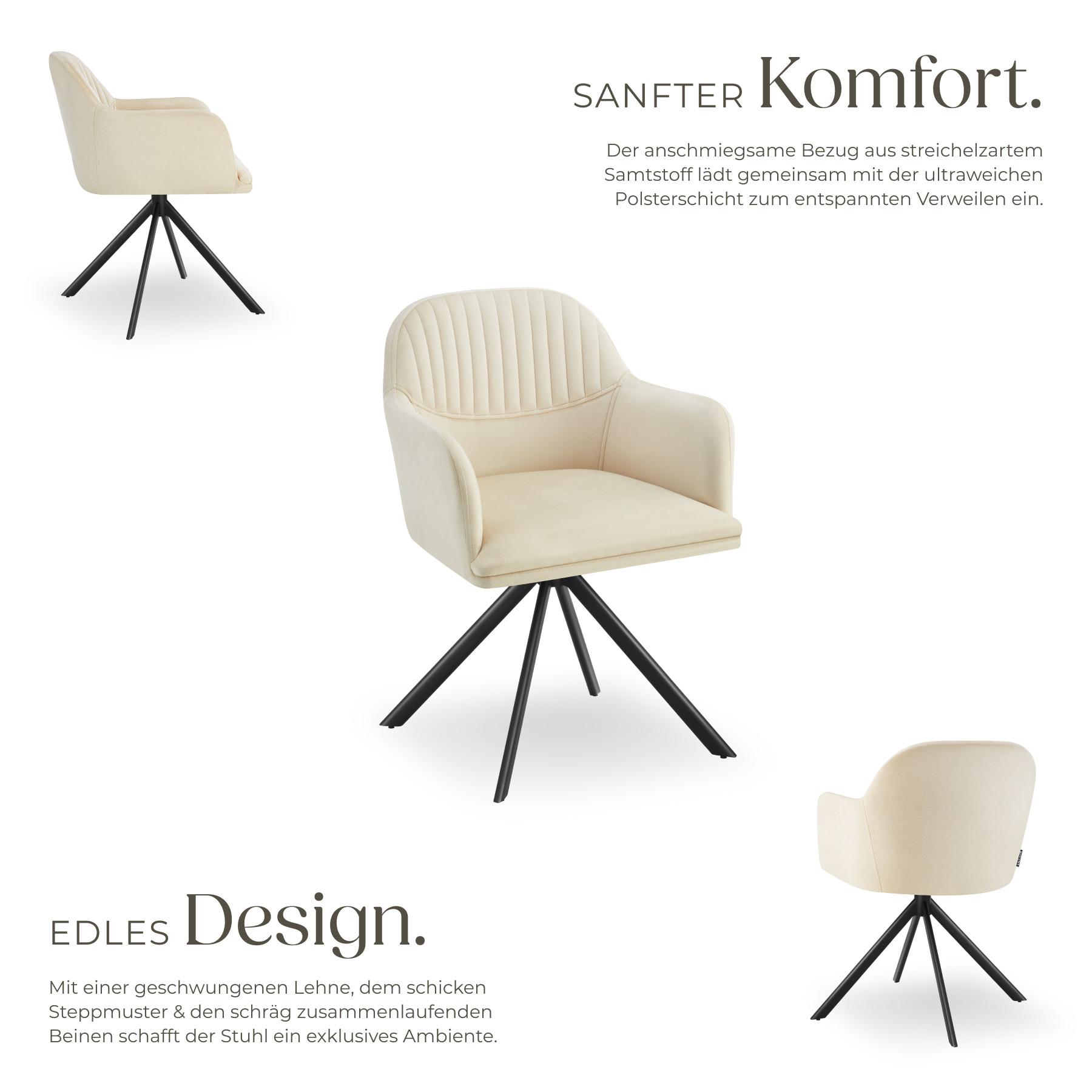 Tectake Samt-Drehstuhl Lona mit dicker Polsterung  