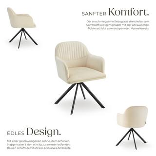 Tectake Samt-Drehstuhl Lona mit dicker Polsterung  