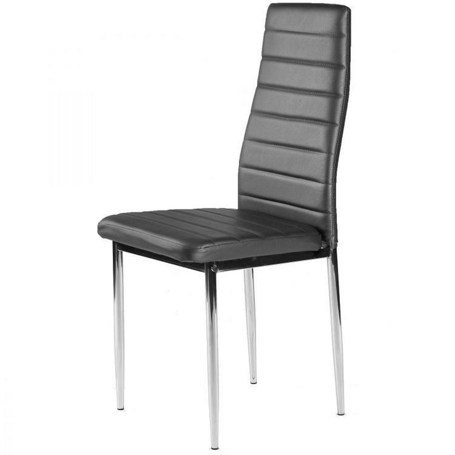 Pricenet Öko-Lederstühle für Wohn- und Esszimmer, 4-tlg. Chrombeine,  