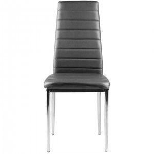 Pricenet Sedie in ecopelle per soggiorno e sala da pranzo, 4 pz. gambe cromate, grigie  