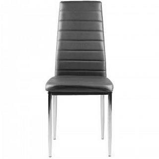 Pricenet Sedie in ecopelle per soggiorno e sala da pranzo, 4 pz. gambe cromate, grigie  