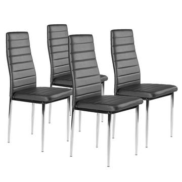 Sedie in ecopelle per soggiorno e sala da pranzo, 4 pz. gambe cromate, grigie