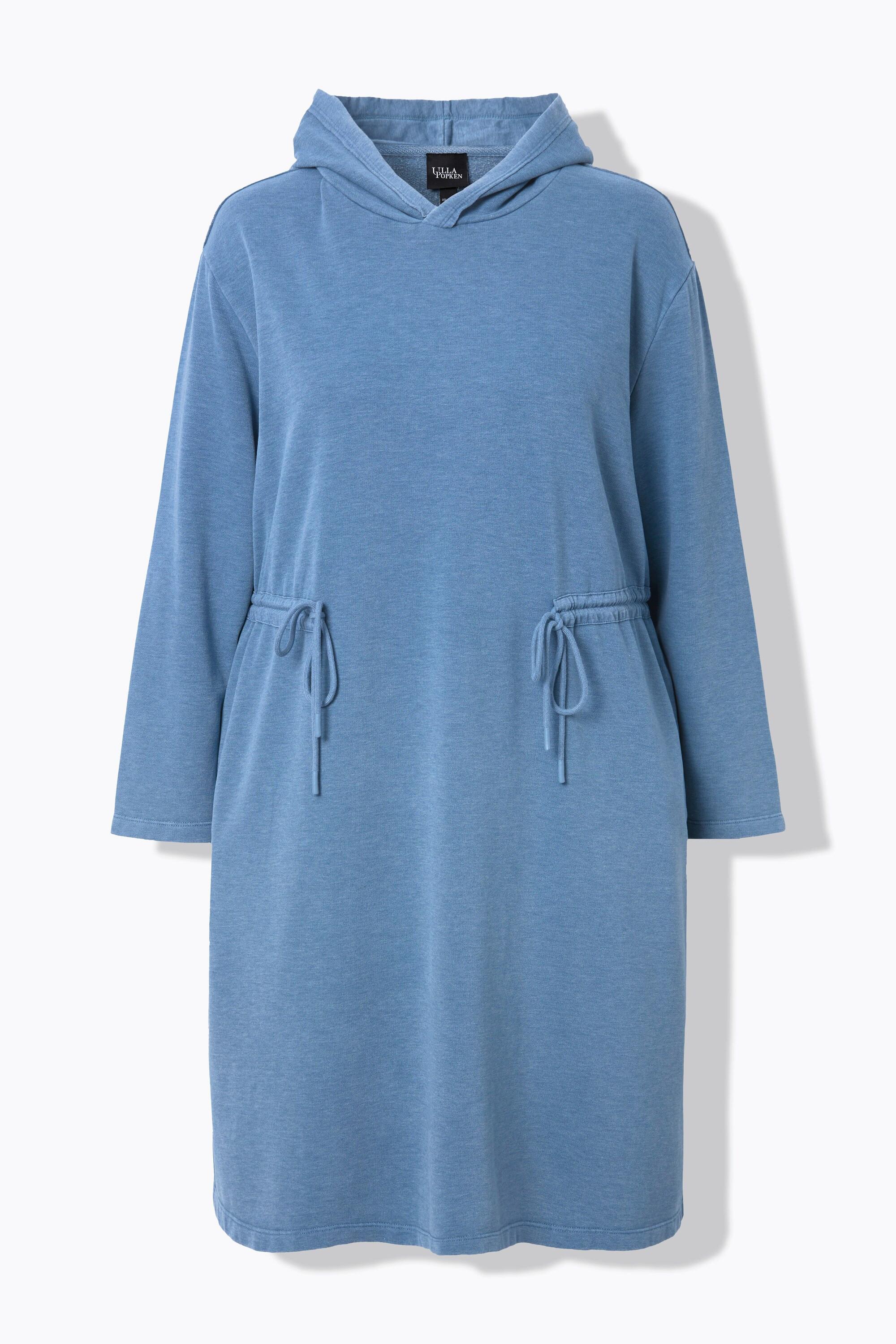 Ulla Popken Robe en molleton à capuche et manches longues ruban à fronces Coupe trapèze  