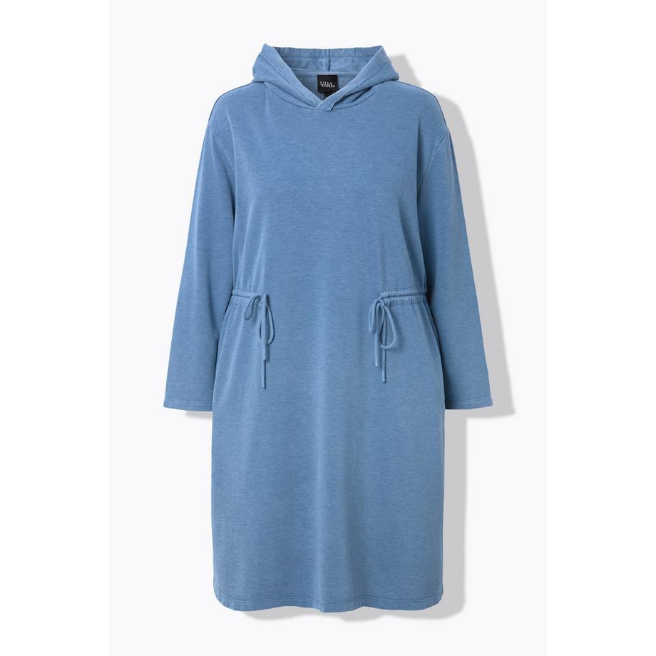 Ulla Popken Abito di felpa dal taglio svasato con cappuccio laccetti e maniche lunghe  