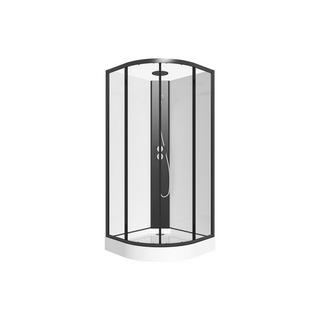 SHOWER DESIGN Cabine de douche quart de cercle - Hauteur ajustable - L80 x l80 x H213/232 cm - Noir et blanc - ROVATA  