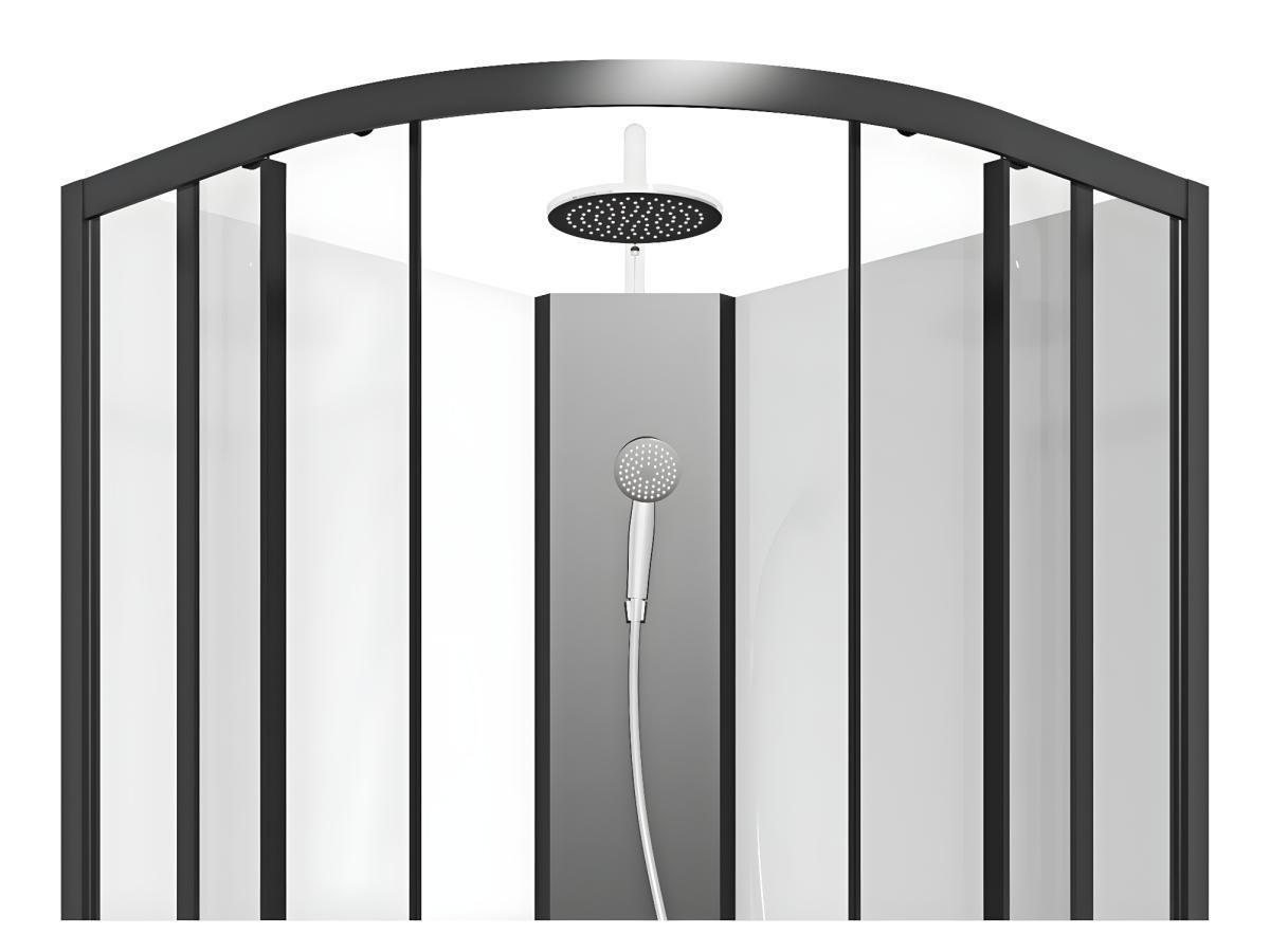 SHOWER DESIGN Cabine de douche quart de cercle - Hauteur ajustable - L80 x l80 x H213/232 cm - Noir et blanc - ROVATA  